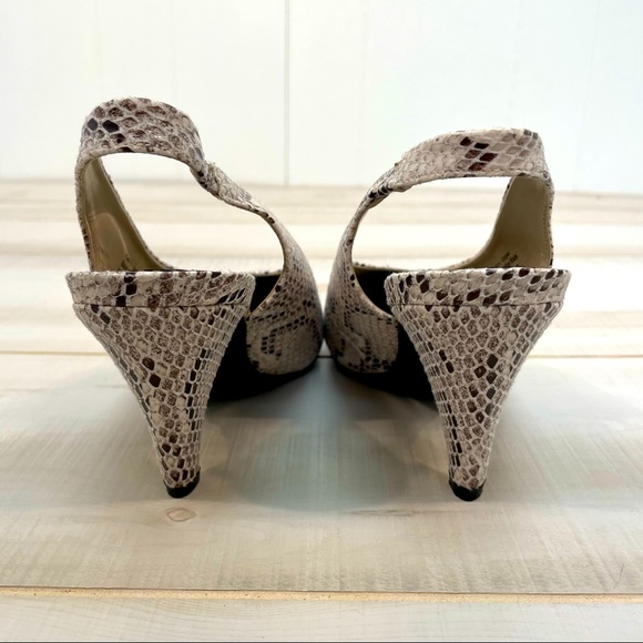 Bar III Snake Look Cream Black Sling-Back Heels Tanyaf Size 8 - Picture 6 of 8